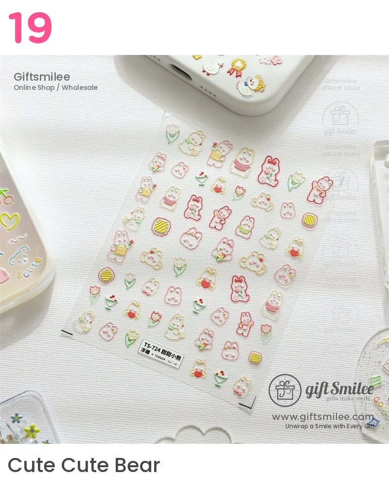 Puffy 3D Embossed Vinyl Pastel Cute Icons Puffy Stickers | KS-SA-4280