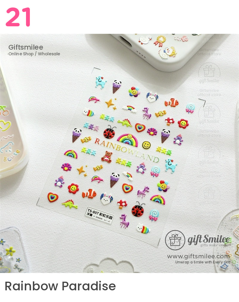 Puffy 3D Embossed Vinyl Pastel Cute Icons Puffy Stickers | KS-SA-4280