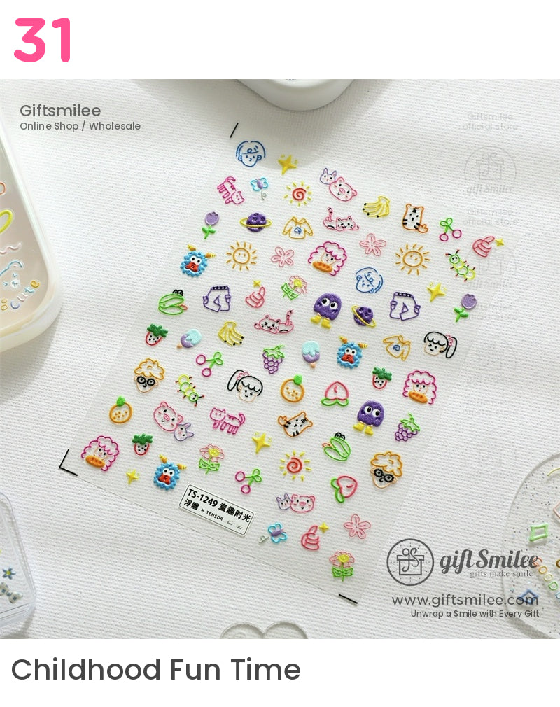 Puffy 3D Embossed Vinyl Pastel Cute Icons Puffy Stickers | KS-SA-4280