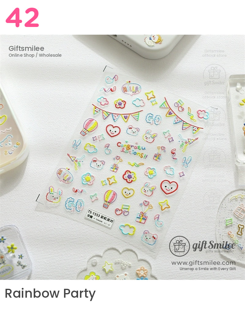 Puffy 3D Embossed Vinyl Pastel Cute Icons Puffy Stickers | KS-SA-4280