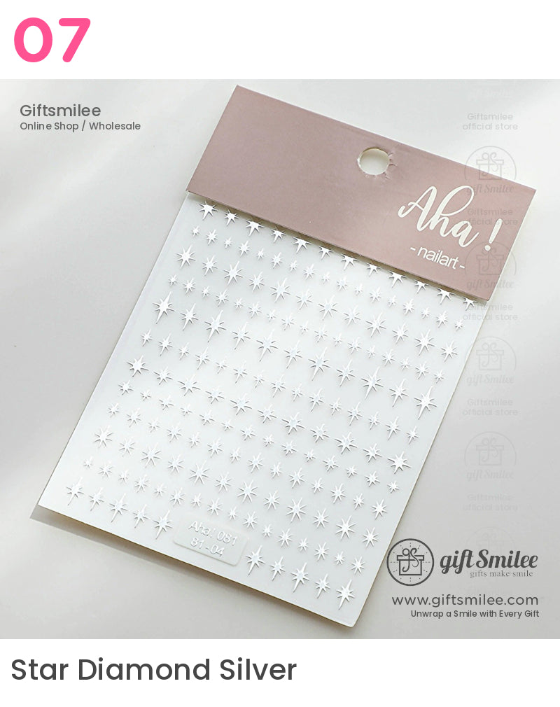 Mirror-Finish Silver Foil Micro Icons Decorative Stickers | KS-SA-4282