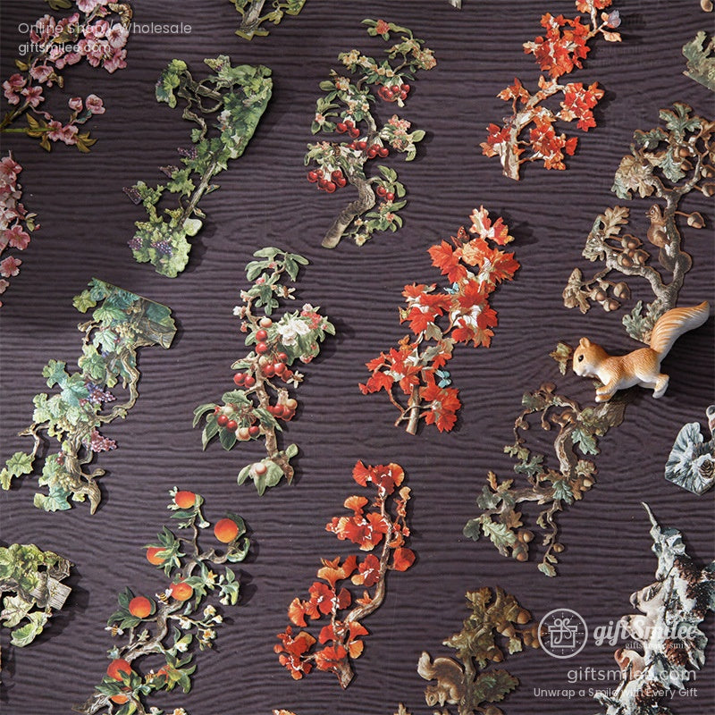 Vintage Four-Season Branch Die-Cut Decorative Stickers | KS-SA-4286