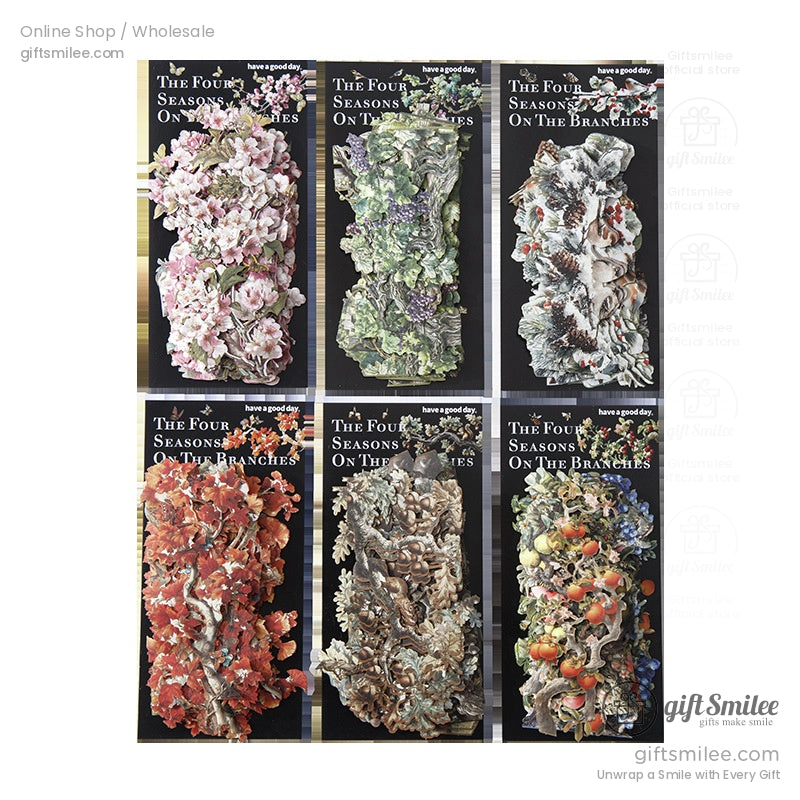 Vintage Four-Season Branch Die-Cut Decorative Stickers | KS-SA-4286