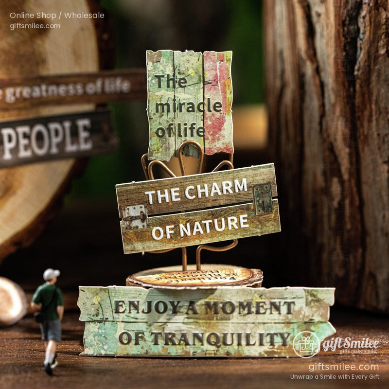 Embossed Faux-Wood Grain Phrase Die-Cuts Sticker Pack | KS-SA-4288