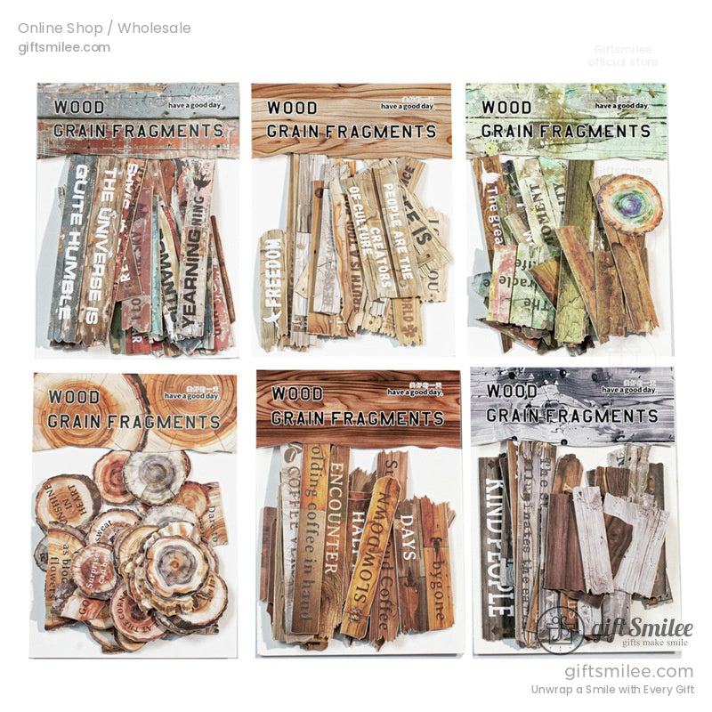 Embossed Faux-Wood Grain Phrase Die-Cuts Sticker Pack | KS-SA-4288