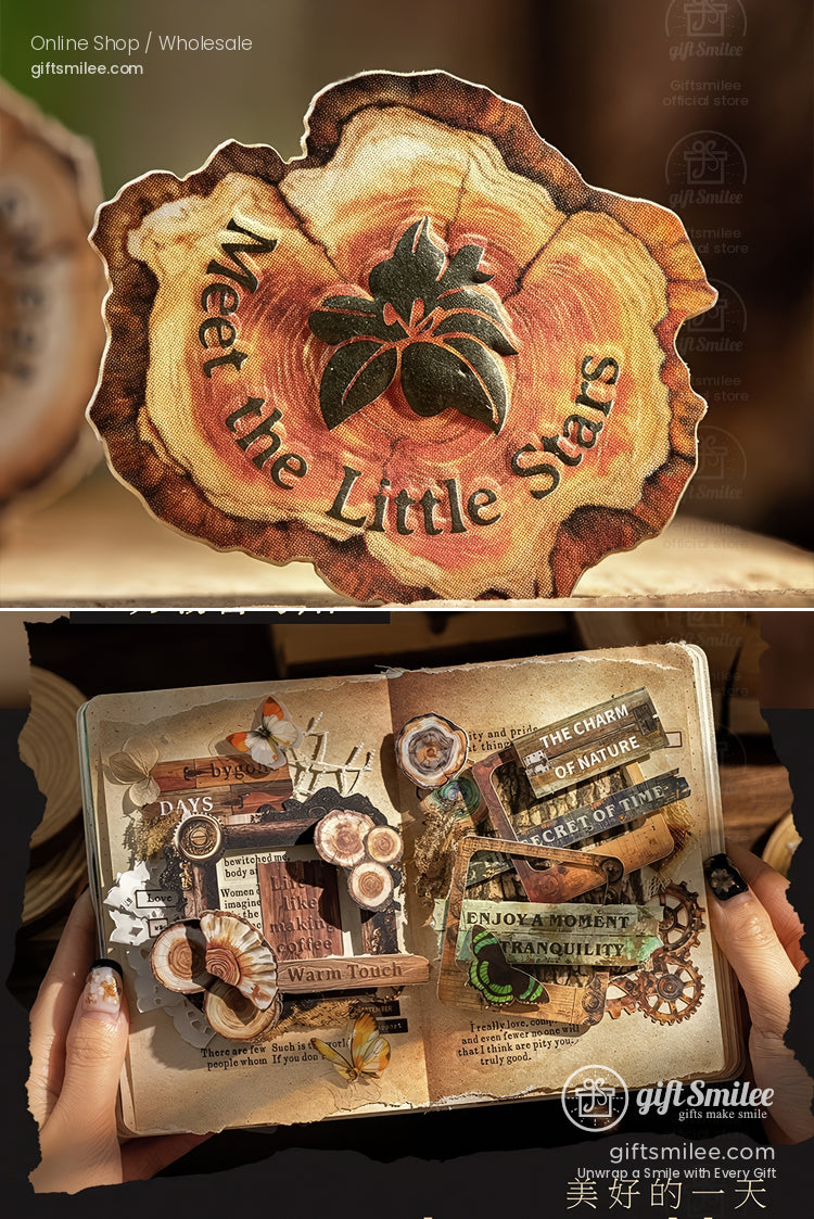 Embossed Faux-Wood Grain Phrase Die-Cuts Sticker Pack | KS-SA-4288