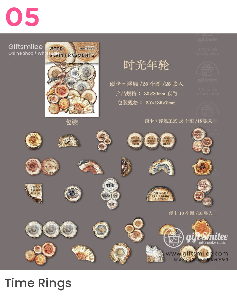 Embossed Faux-Wood Grain Phrase Die-Cuts Sticker Pack | KS-SA-4288