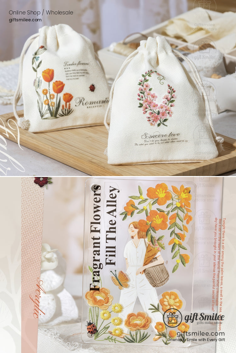 Embroidery-Effect Floral Rub-On Assorted Set Rub-On Transfer Stickers | KS-SA-4308