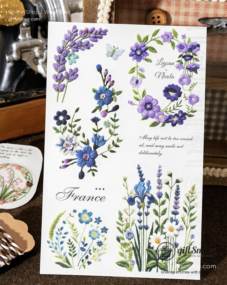 Embroidery-Effect Floral Rub-On Assorted Set Rub-On Transfer Stickers | KS-SA-4308