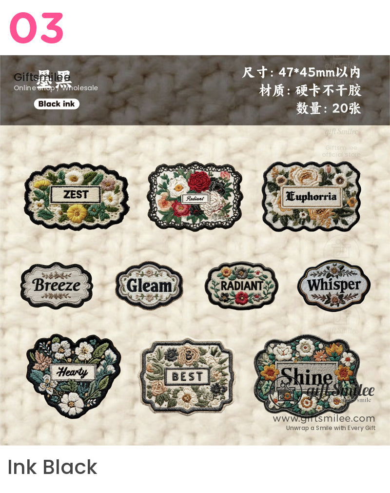 Woven Fabric Embroidered Floral Labels Embroidered Sticker Patches | KS-SA-4310