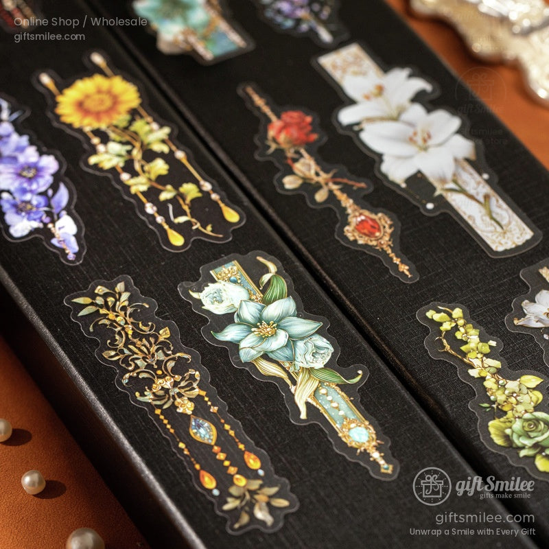 Matte Pet Die-Cut Floral Beaded Accents Decorative Stickers | KS-SA-4311