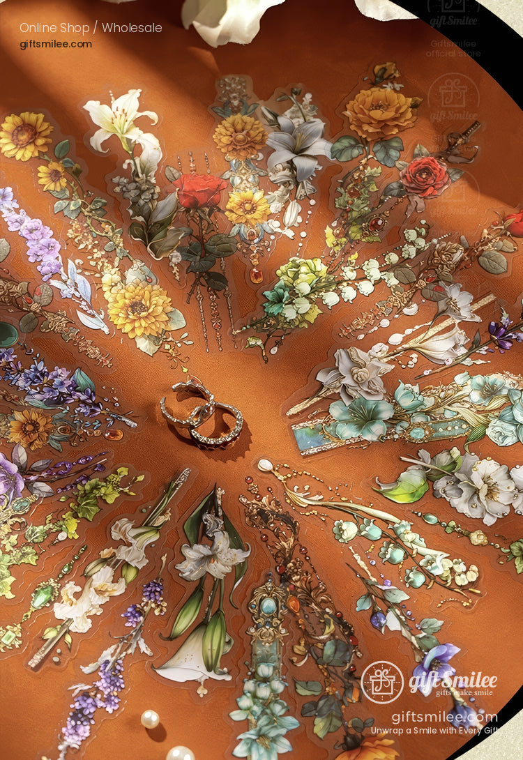 Matte Pet Die-Cut Floral Beaded Accents Decorative Stickers | KS-SA-4311