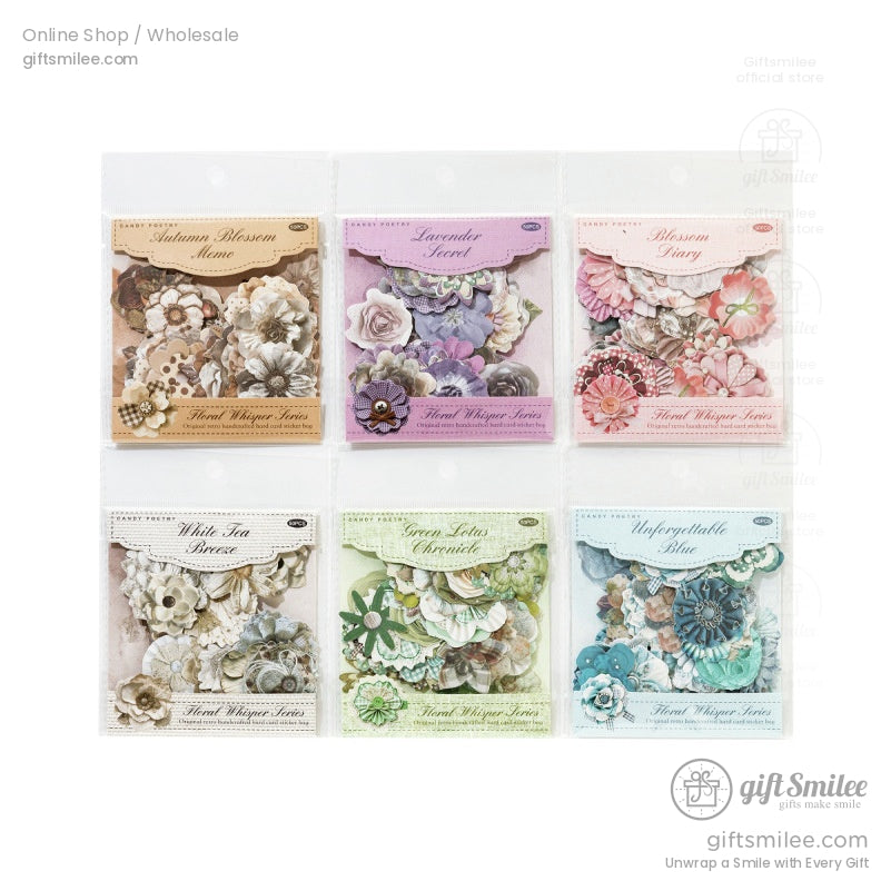 Layered Paper Floral Embellishments Vintage Tones Scrapbook Stickers Set | KS-SA-4312