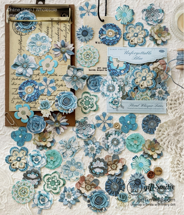 Layered Paper Floral Embellishments Vintage Tones Scrapbook Stickers Set | KS-SA-4312