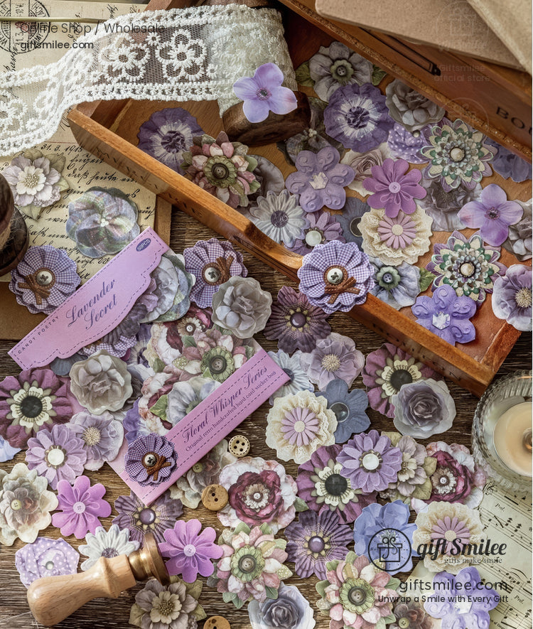 Layered Paper Floral Embellishments Vintage Tones Scrapbook Stickers Set | KS-SA-4312