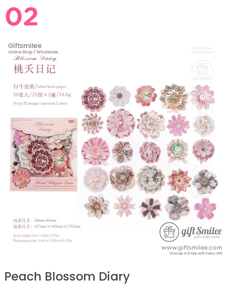 Layered Paper Floral Embellishments Vintage Tones Scrapbook Stickers Set | KS-SA-4312