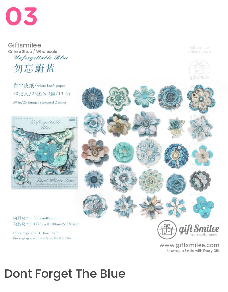 Layered Paper Floral Embellishments Vintage Tones Scrapbook Stickers Set | KS-SA-4312