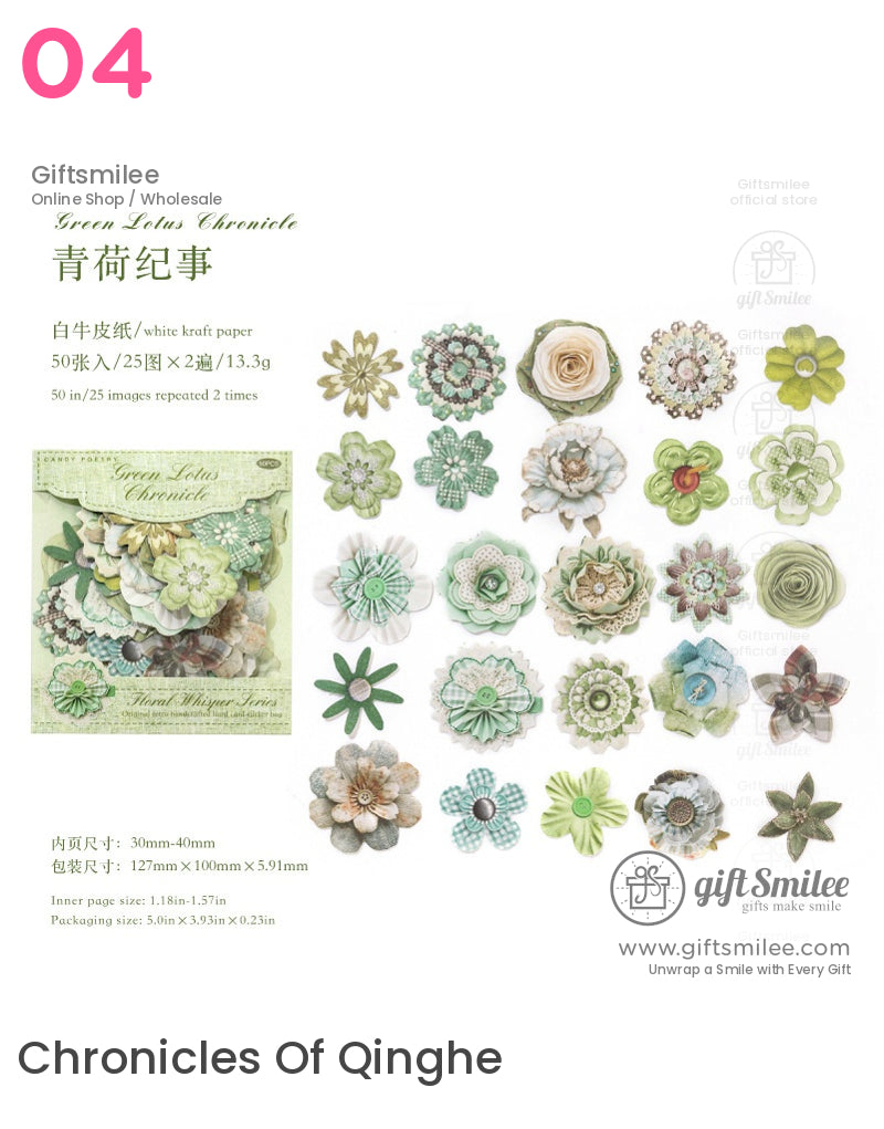 Layered Paper Floral Embellishments Vintage Tones Scrapbook Stickers Set | KS-SA-4312