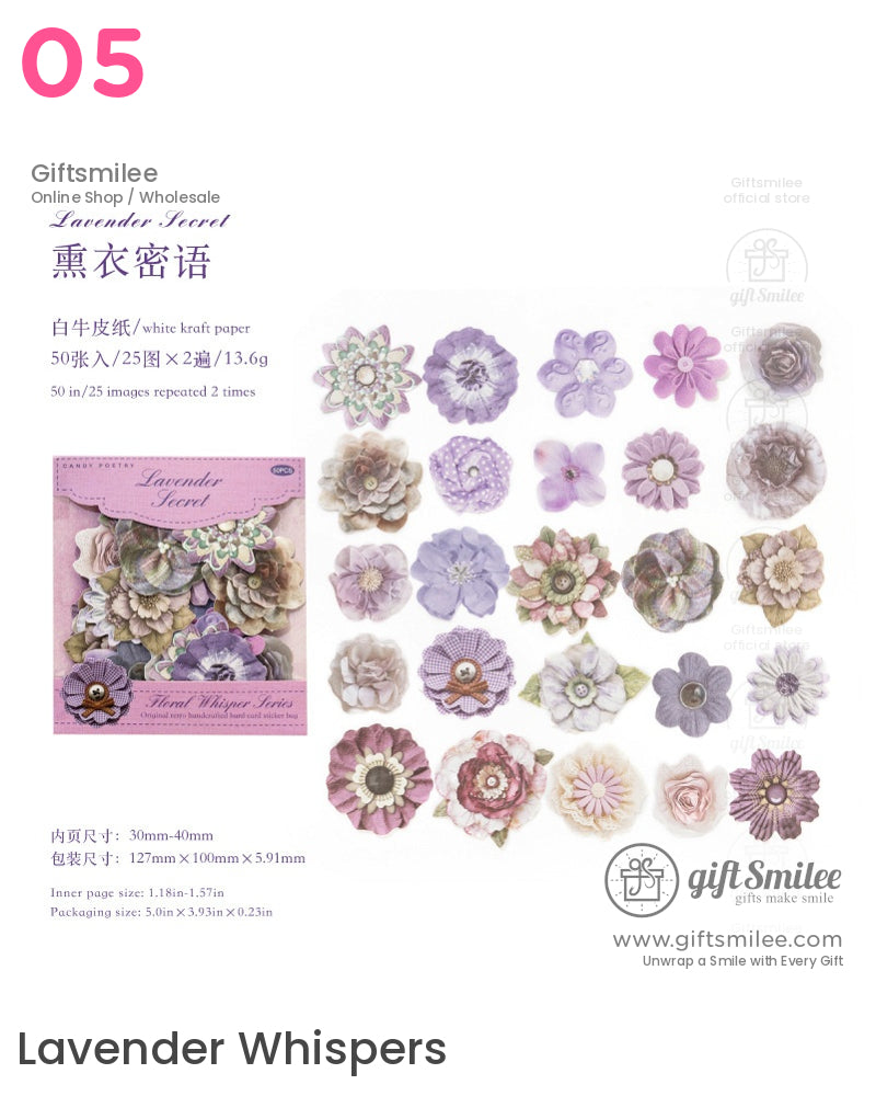 Layered Paper Floral Embellishments Vintage Tones Scrapbook Stickers Set | KS-SA-4312