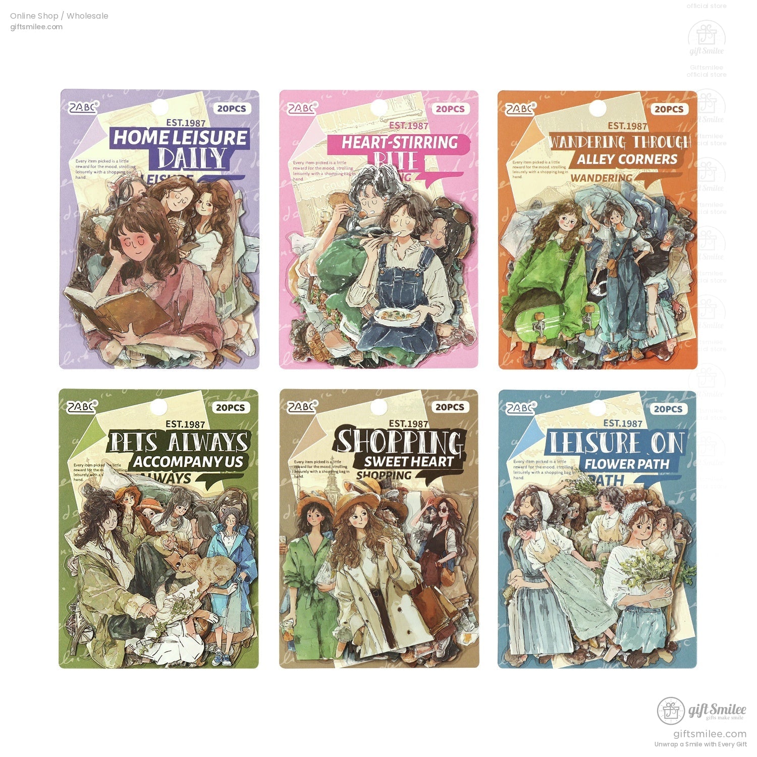 Waterproof Matte Vinyl 20-Piece Die-Cut Decorative Sticker Pack | KS-SA-4314