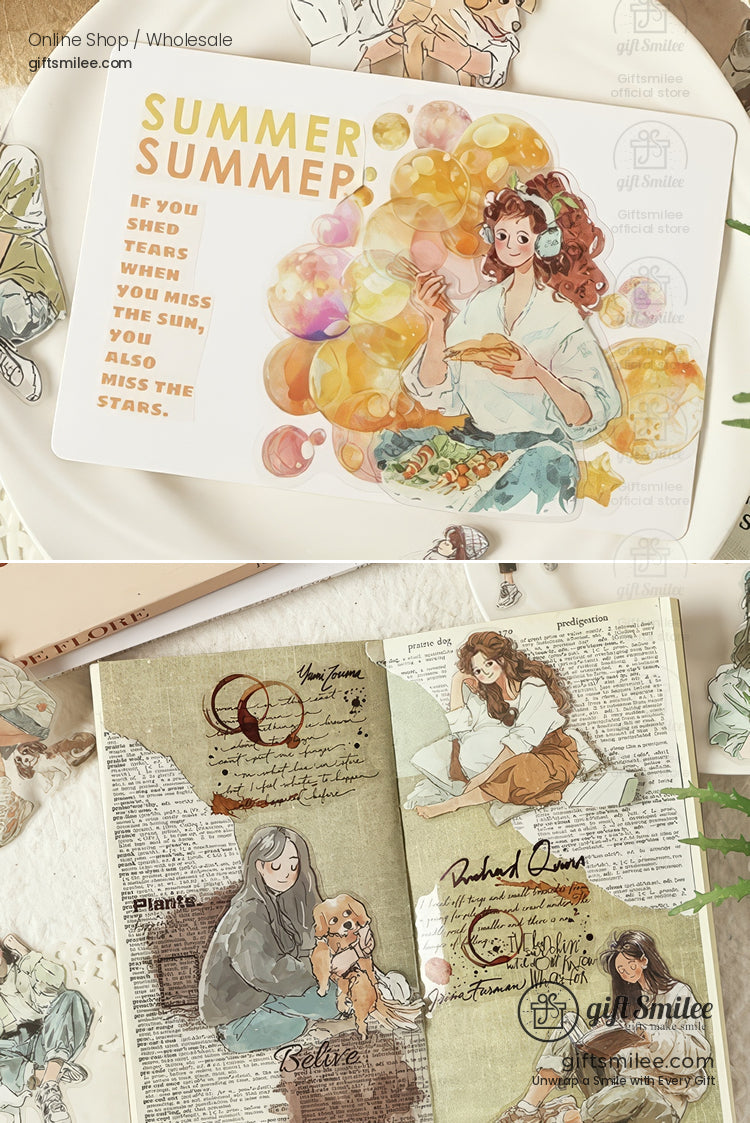 Waterproof Matte Vinyl 20-Piece Die-Cut Decorative Sticker Pack | KS-SA-4314