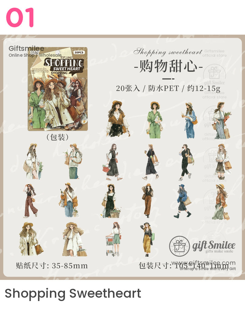 Waterproof Matte Vinyl 20-Piece Die-Cut Decorative Sticker Pack | KS-SA-4314