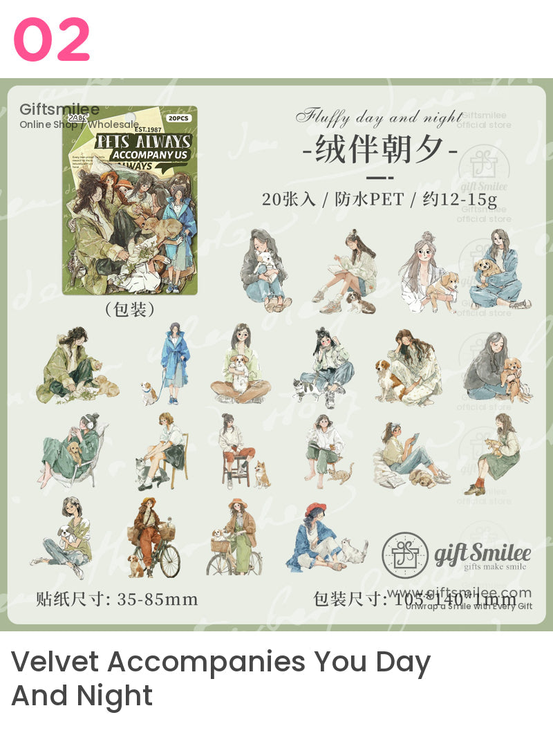 Waterproof Matte Vinyl 20-Piece Die-Cut Decorative Sticker Pack | KS-SA-4314