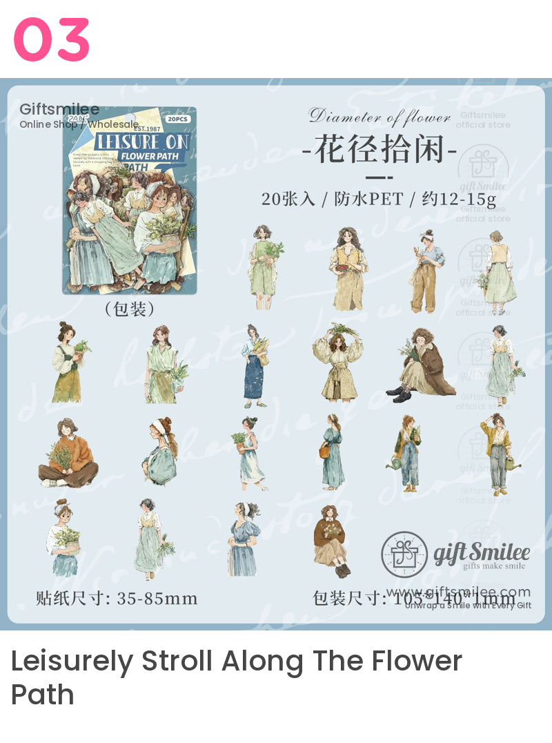 Waterproof Matte Vinyl 20-Piece Die-Cut Decorative Sticker Pack | KS-SA-4314