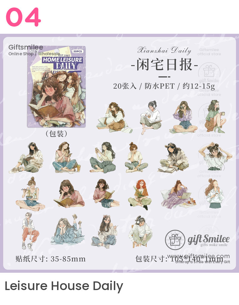 Waterproof Matte Vinyl 20-Piece Die-Cut Decorative Sticker Pack | KS-SA-4314