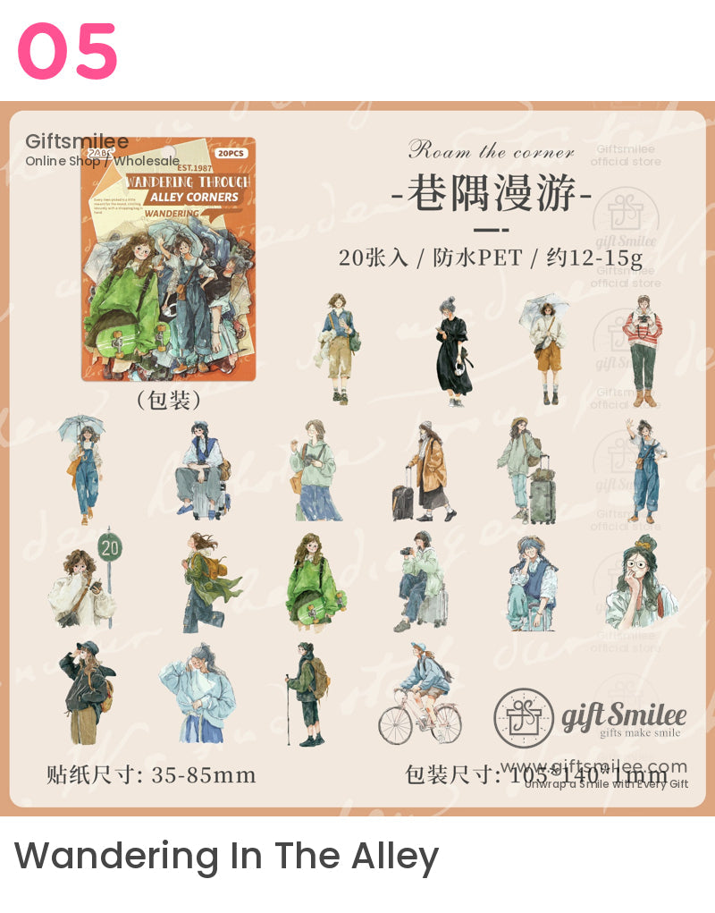 Waterproof Matte Vinyl 20-Piece Die-Cut Decorative Sticker Pack | KS-SA-4314