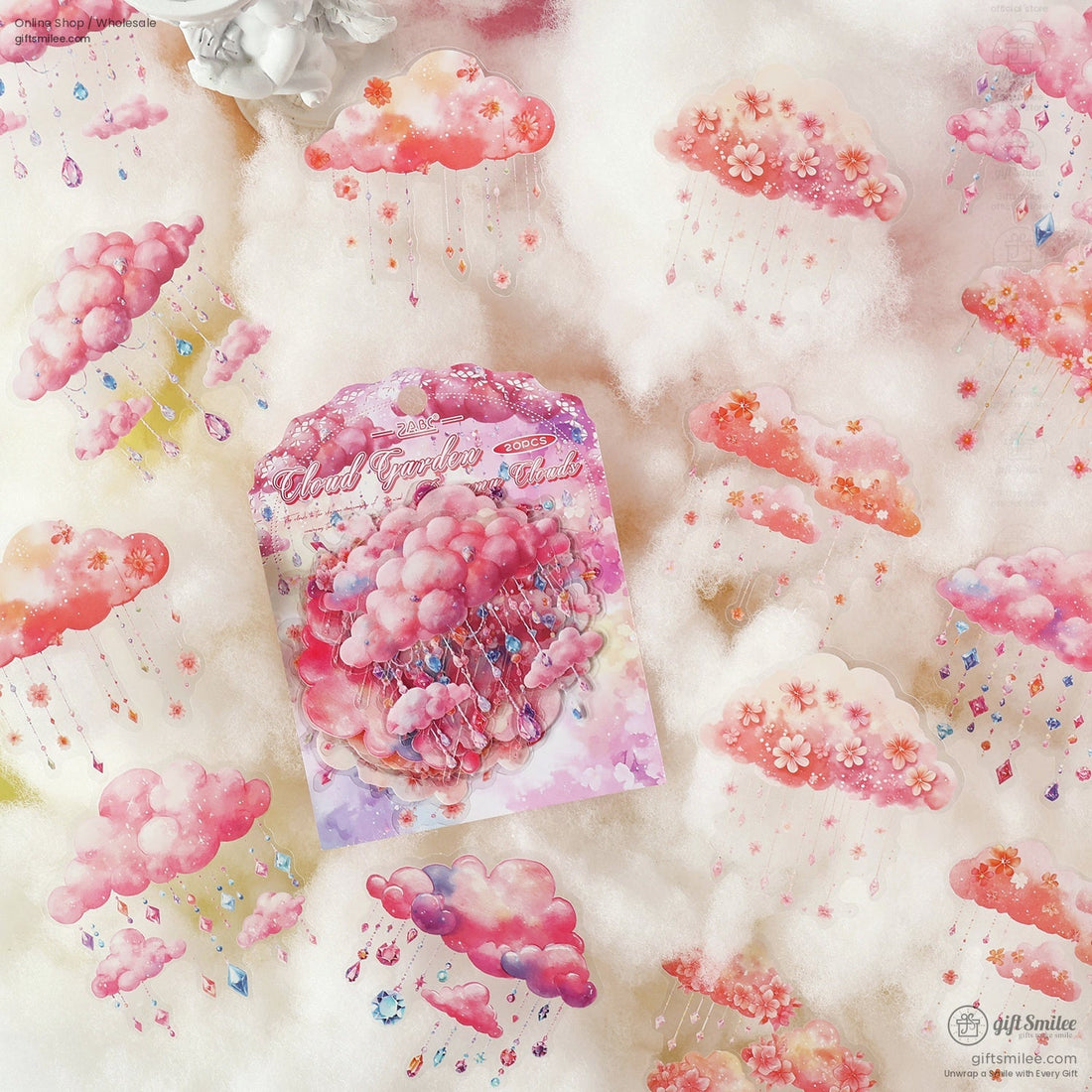 Die‑Cut 200‑Piece Pastel Cloud Set Sticker Pack | KS-SA-4320