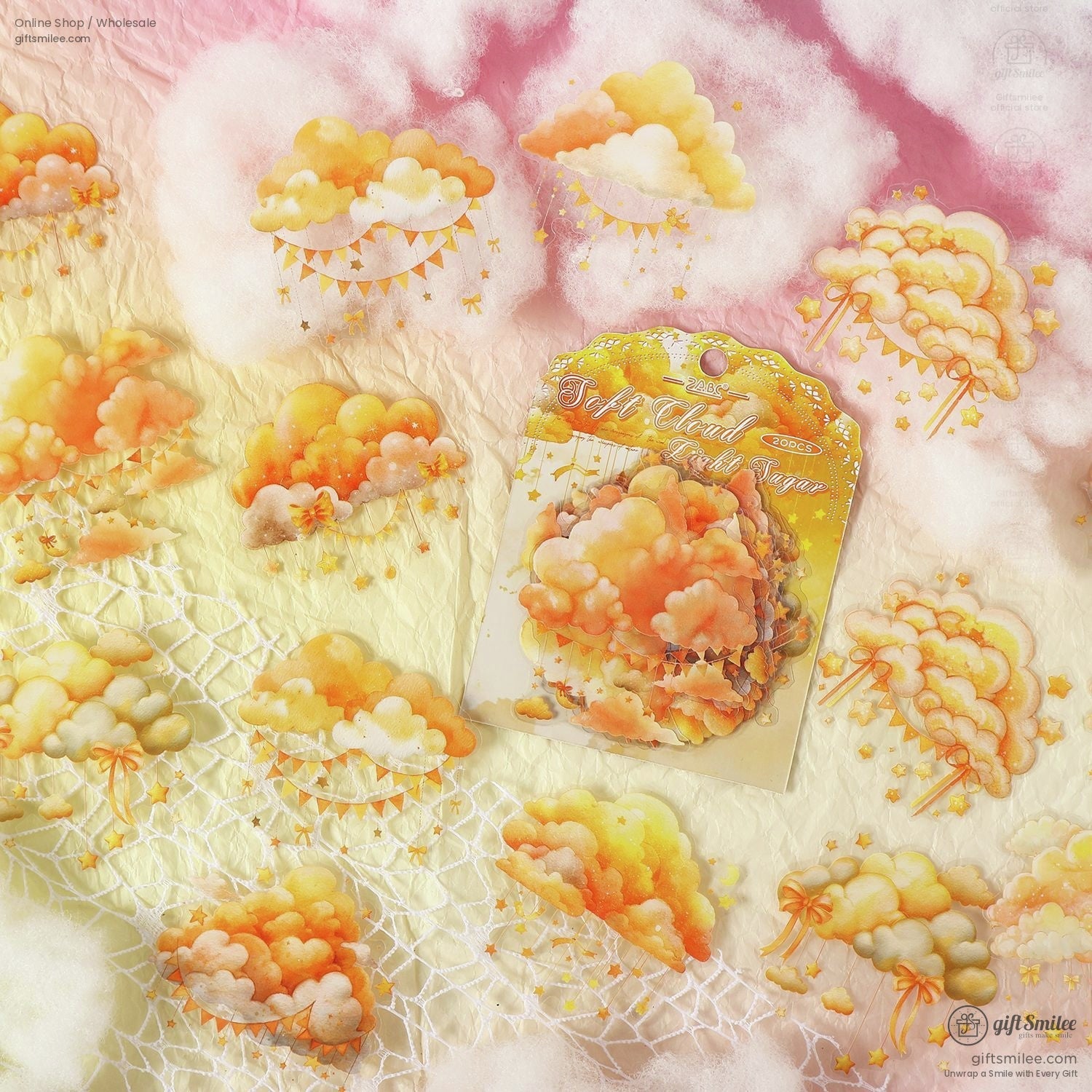 Die‑Cut 200‑Piece Pastel Cloud Set Sticker Pack | KS-SA-4320