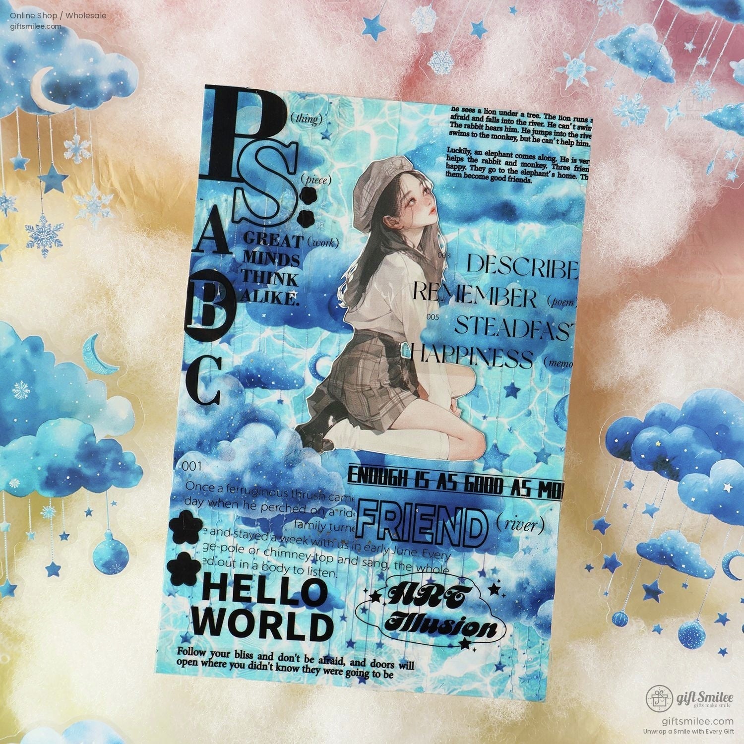 Die‑Cut 200‑Piece Pastel Cloud Set Sticker Pack | KS-SA-4320