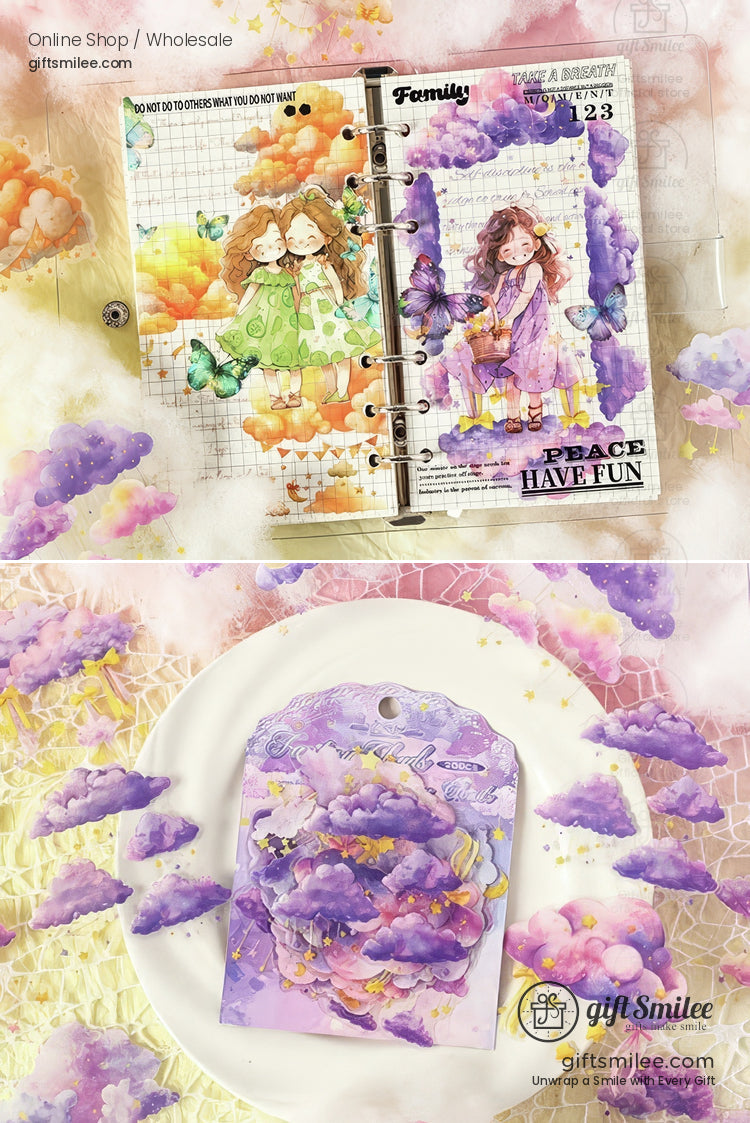 Die‑Cut 200‑Piece Pastel Cloud Set Sticker Pack | KS-SA-4320