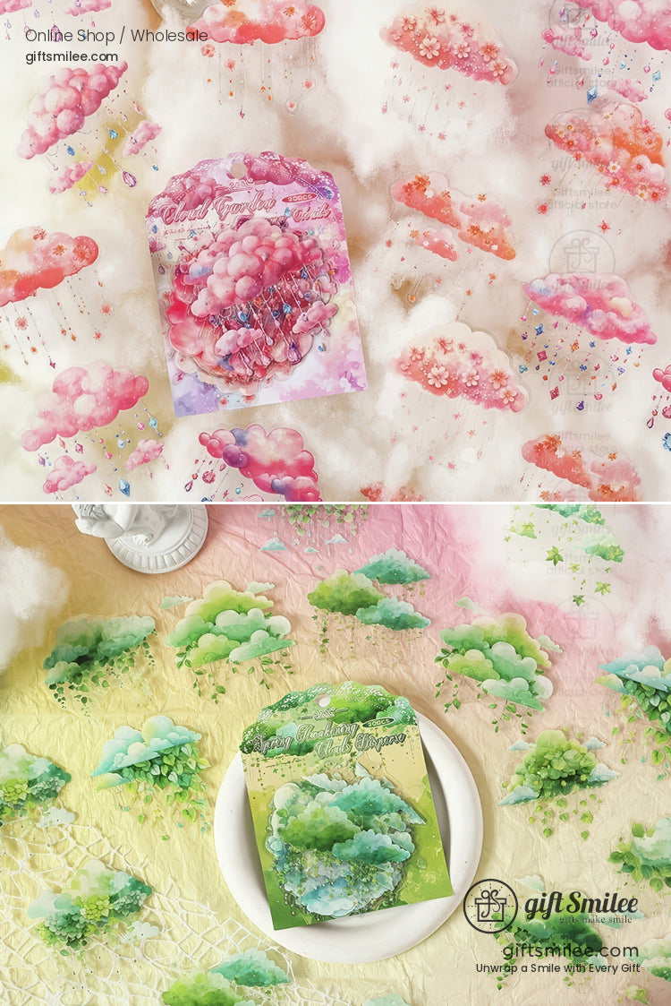 Die‑Cut 200‑Piece Pastel Cloud Set Sticker Pack | KS-SA-4320