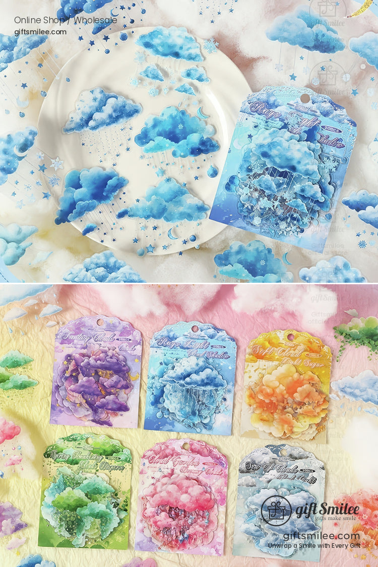 Die‑Cut 200‑Piece Pastel Cloud Set Sticker Pack | KS-SA-4320