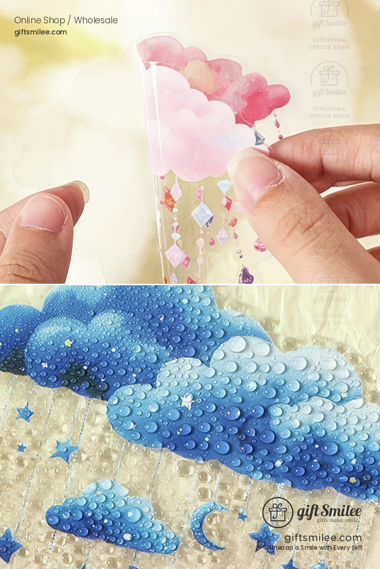 Die‑Cut 200‑Piece Pastel Cloud Set Sticker Pack | KS-SA-4320