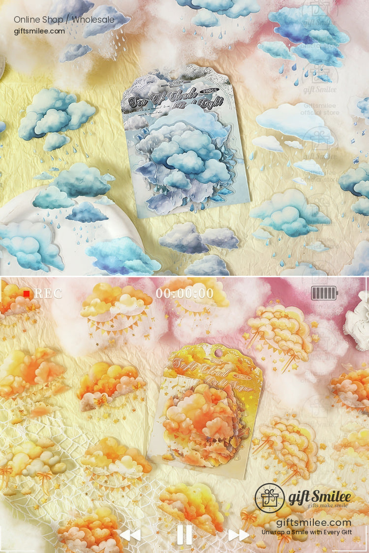 Die‑Cut 200‑Piece Pastel Cloud Set Sticker Pack | KS-SA-4320