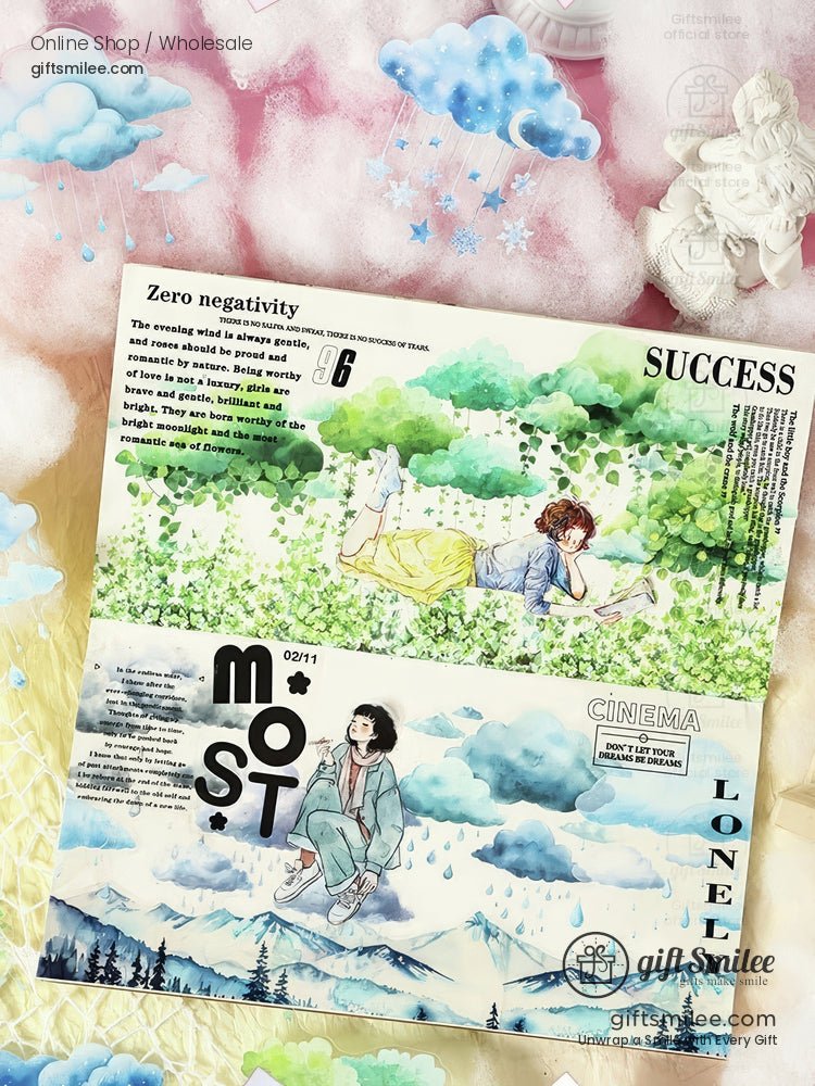 Die‑Cut 200‑Piece Pastel Cloud Set Sticker Pack | KS-SA-4320