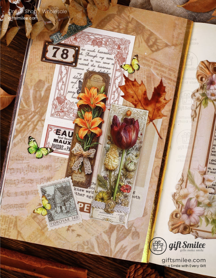 Vintage Botanical 3D Embossed Sticker Pack | KS-SA-4321