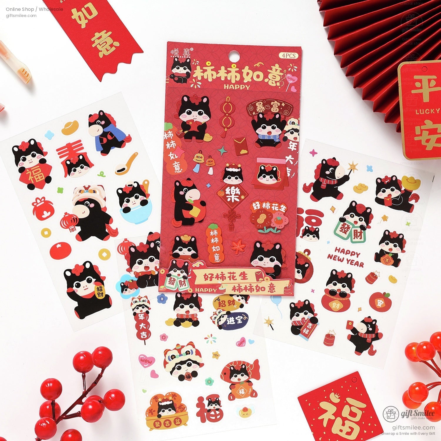 Matte Pvc New Year Foil Accents Assorted Sticker Set | KS-SA-4325