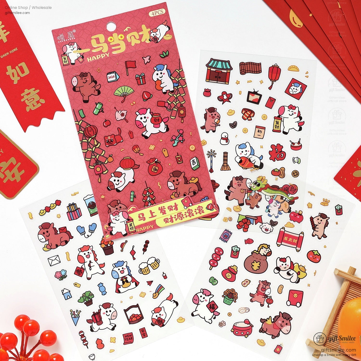 Matte Pvc New Year Foil Accents Assorted Sticker Set | KS-SA-4325