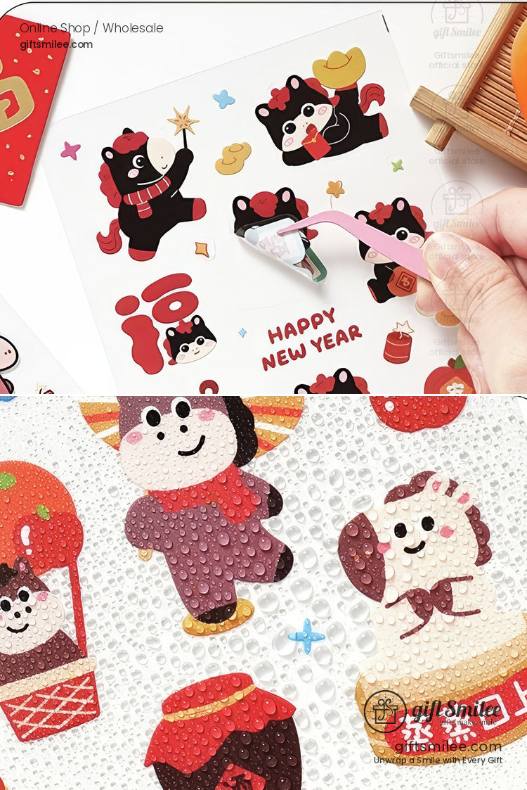 Matte Pvc New Year Foil Accents Assorted Sticker Set | KS-SA-4325