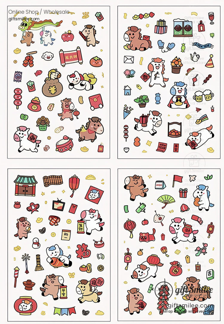 Matte Pvc New Year Foil Accents Assorted Sticker Set | KS-SA-4325