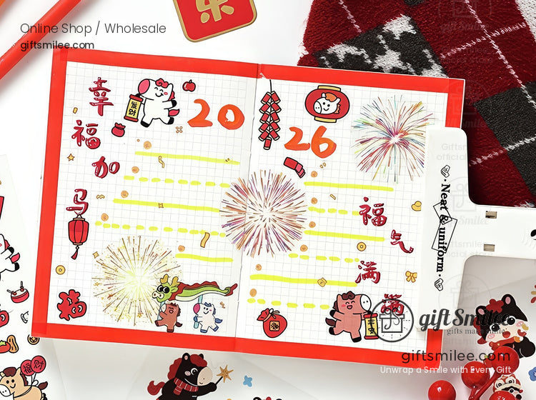 Matte Pvc New Year Foil Accents Assorted Sticker Set | KS-SA-4325