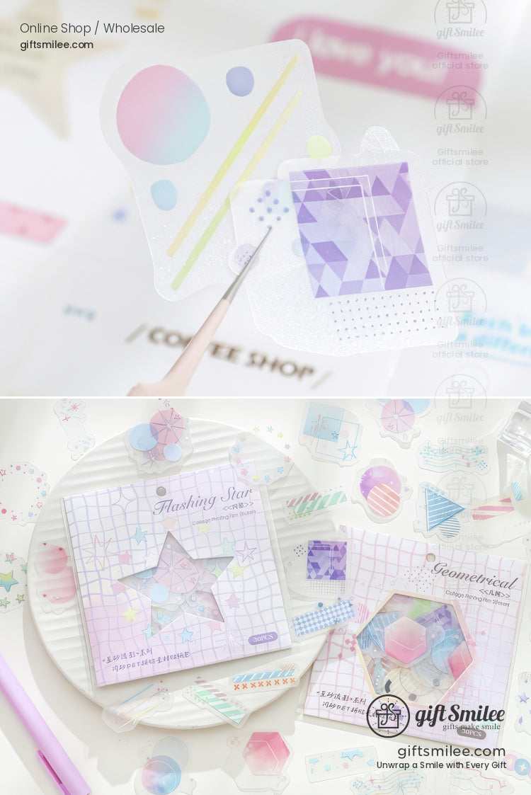 Frosted Pet Holographic Pastel Sticker Pack | KS-SA-4326