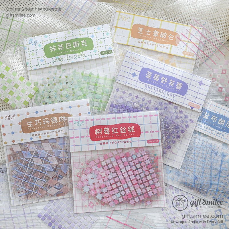 Translucent Pet Pastel Plaid Sticker Pack | KS-SA-4327