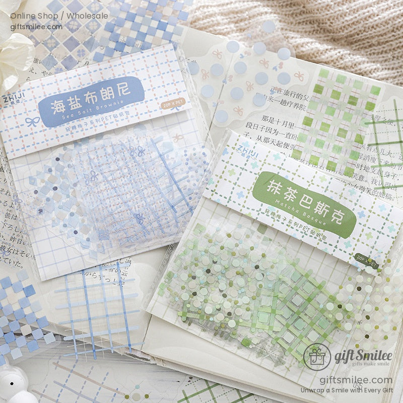 Translucent Pet Pastel Plaid Sticker Pack | KS-SA-4327