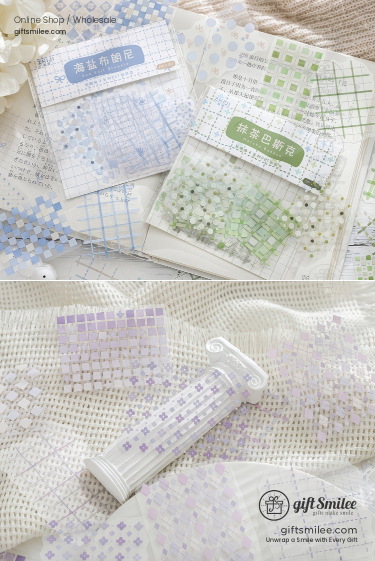 Translucent Pet Pastel Plaid Sticker Pack | KS-SA-4327