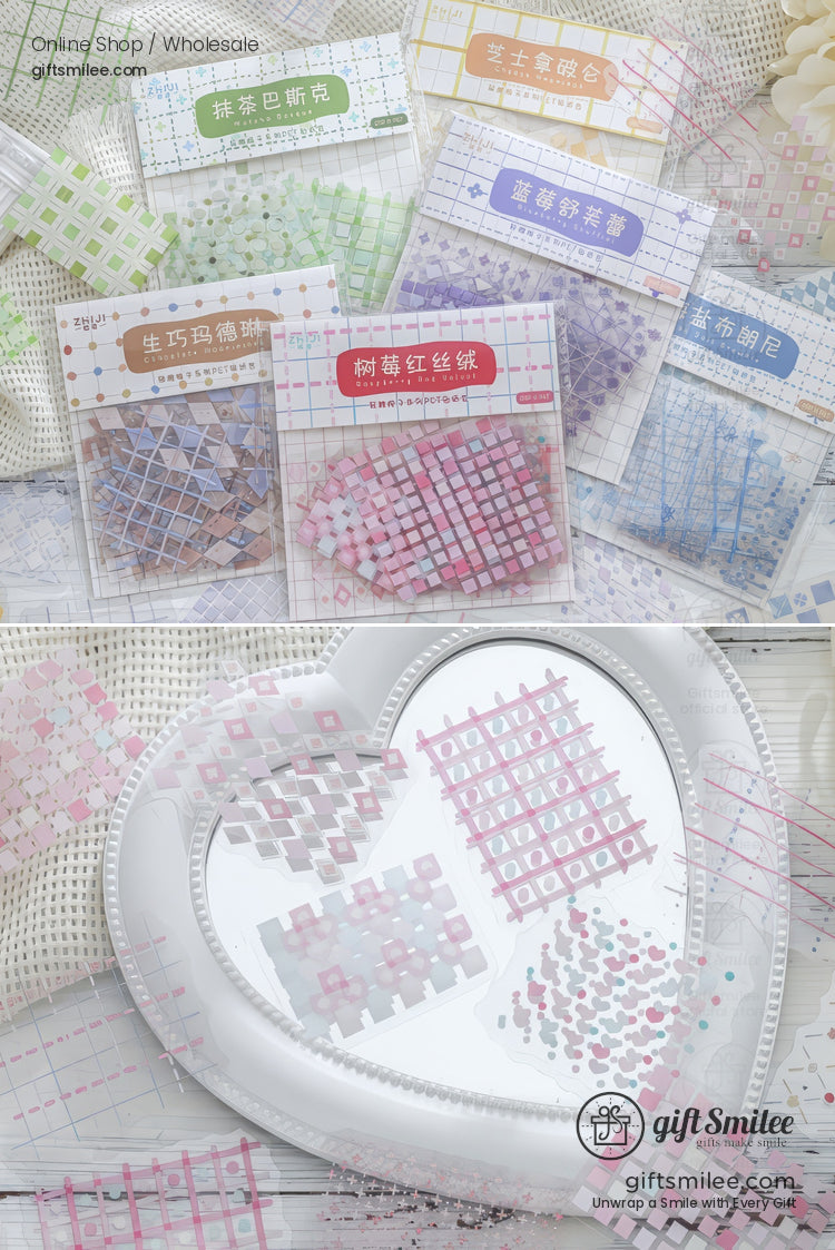 Translucent Pet Pastel Plaid Sticker Pack | KS-SA-4327